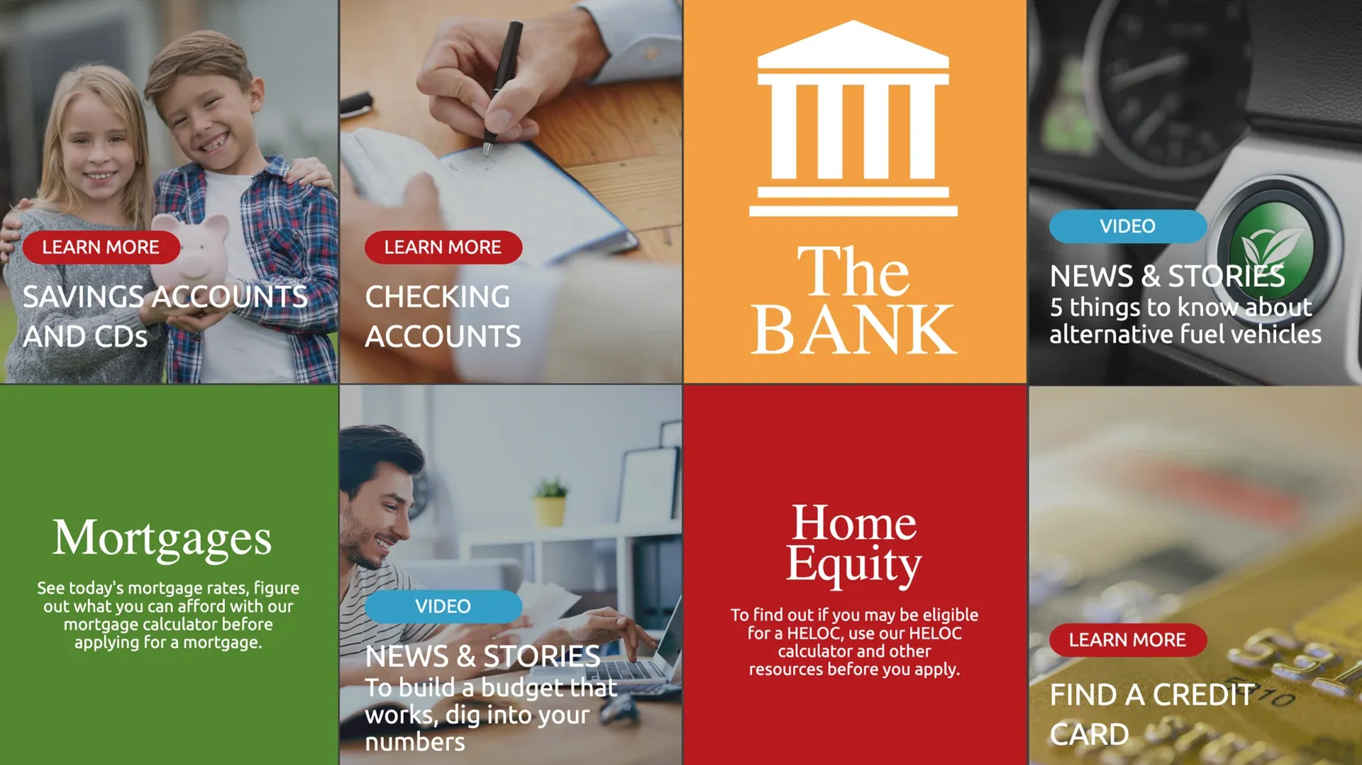 The Bank (Interactive): digital signage template for financial