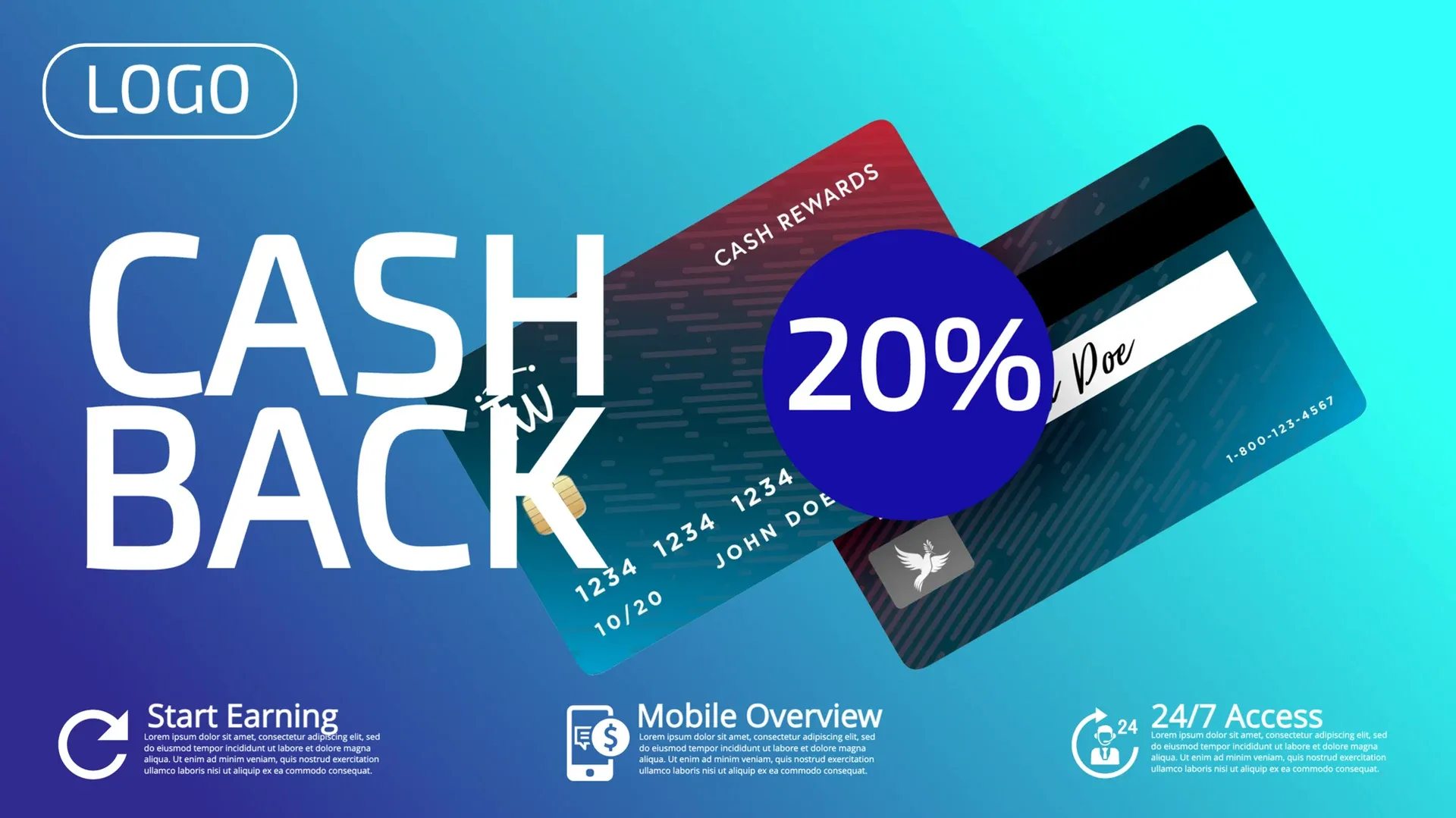 The Credit Cards: digital signage template for financial