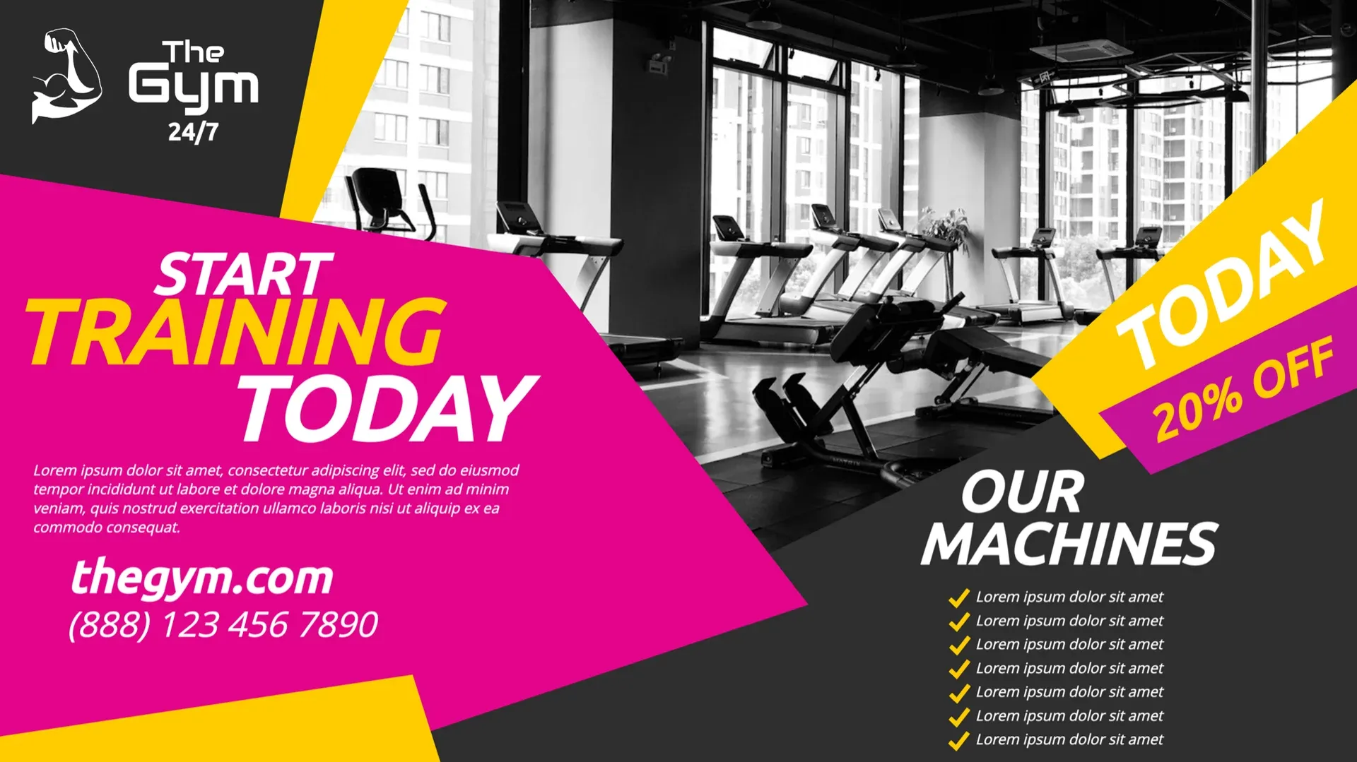 The Gym: digital signage template for fitness
