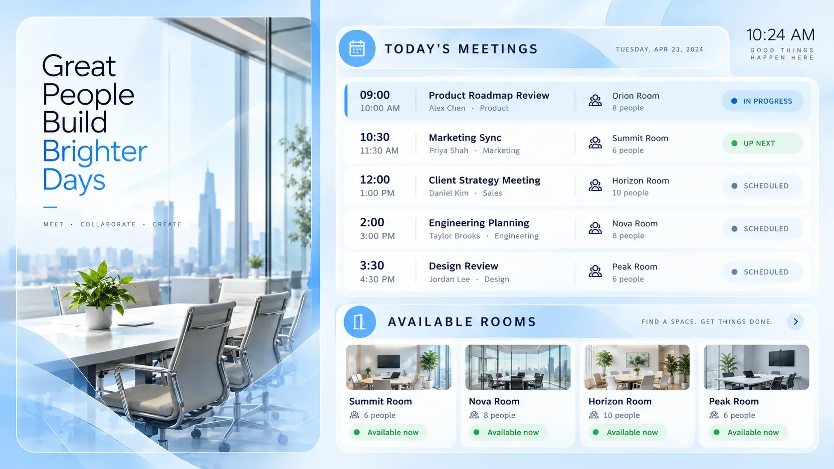Today’s Meetings: digital signage template for business