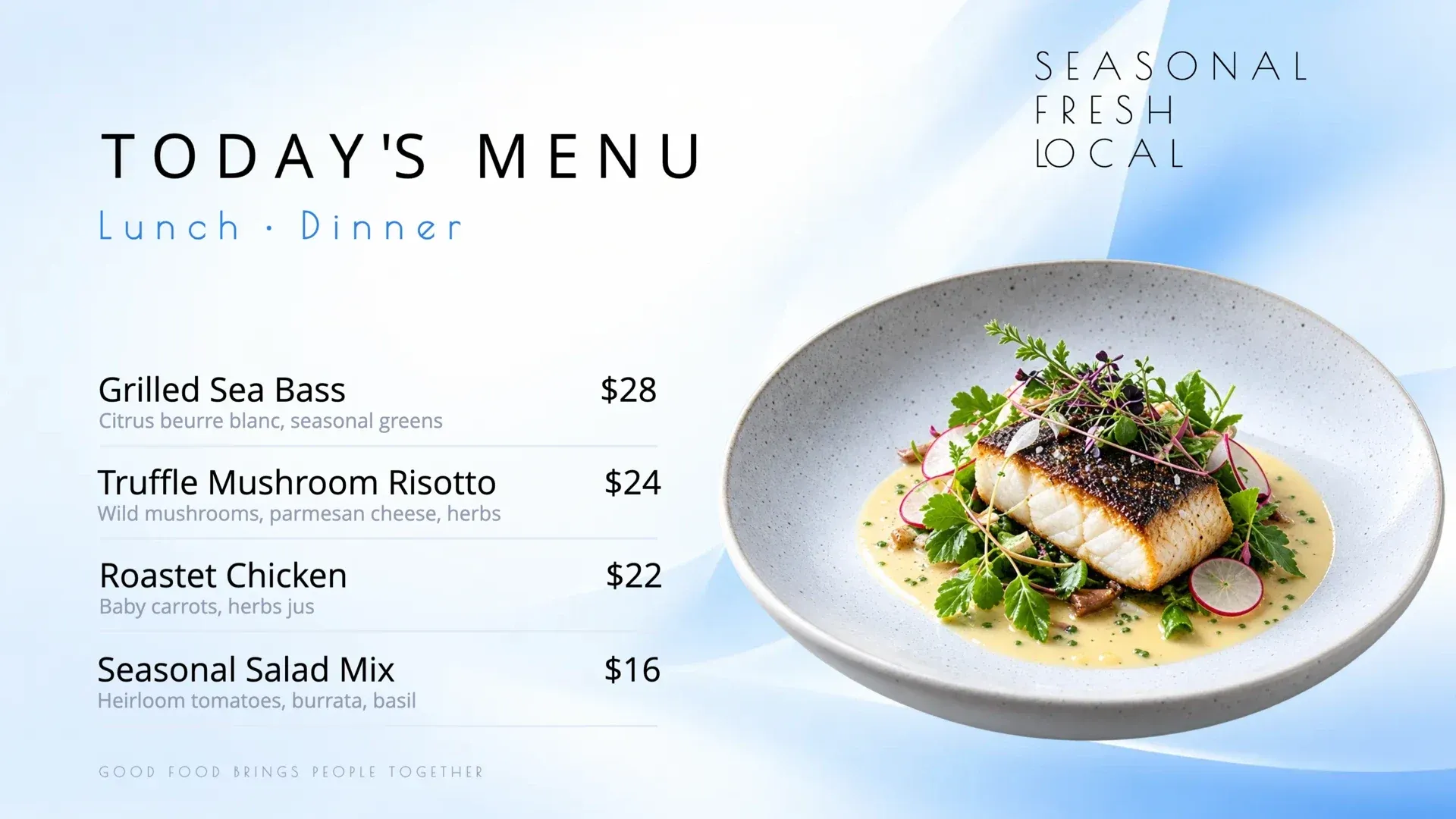 Today's Menu: digital signage template for food