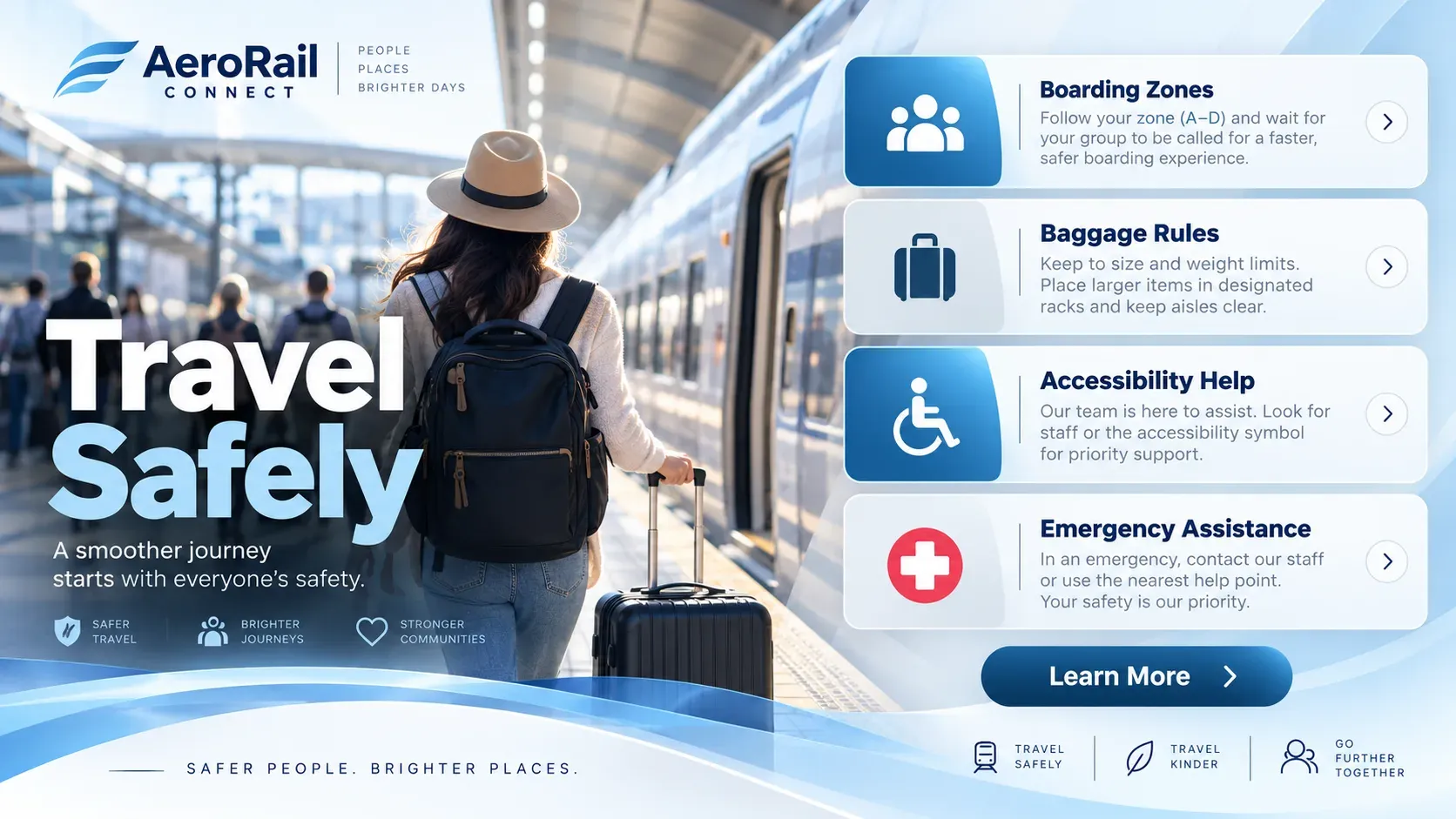 Travel Safety: digital signage template for transport