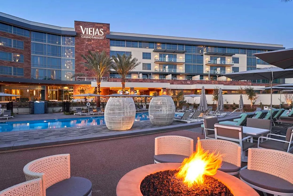 Firepit by the hotel pool at Viejas Casino & Resort