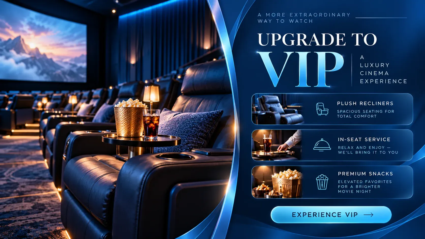 VIP Upgrade: digital signage template for cinema