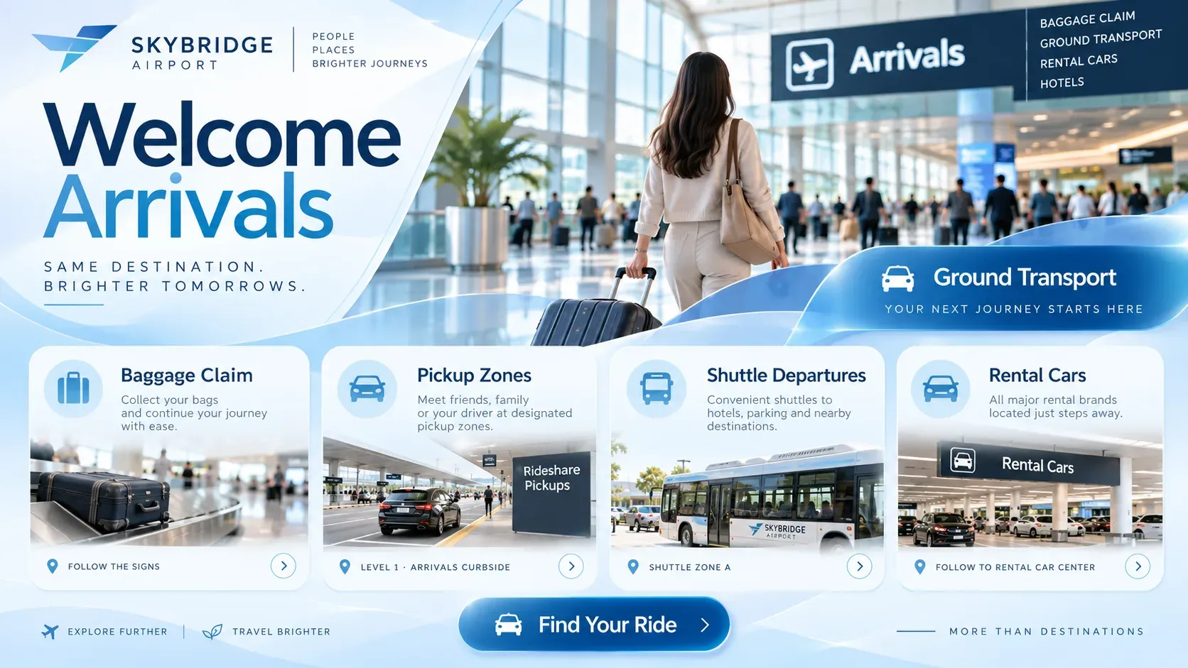 Welcome Arrivals: digital signage template for transport