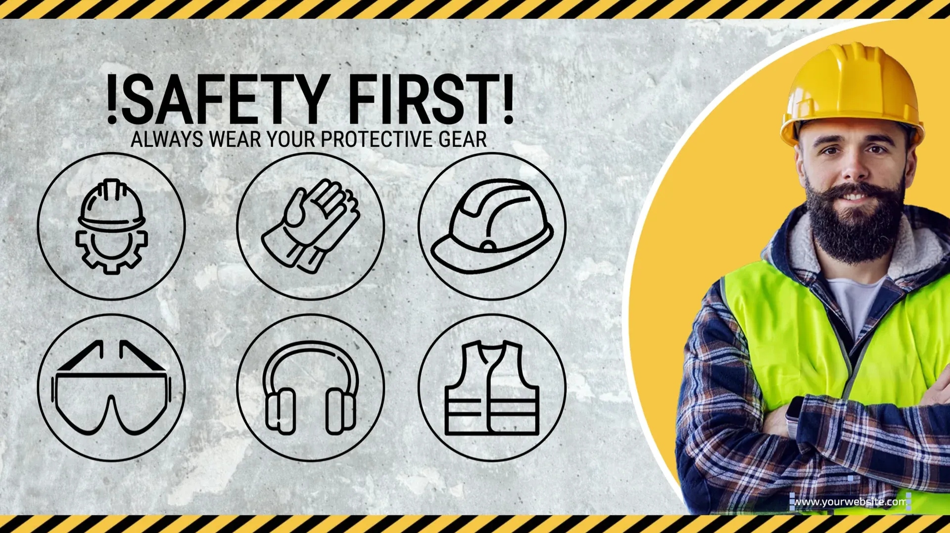 Work Safety Rules: digital signage template for manufacturing