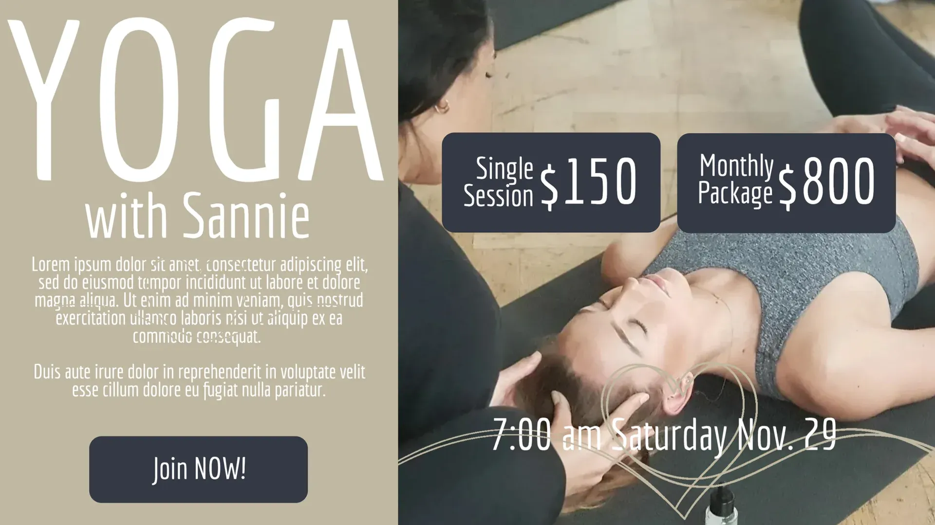 Yoga Studio: digital signage template for fitness