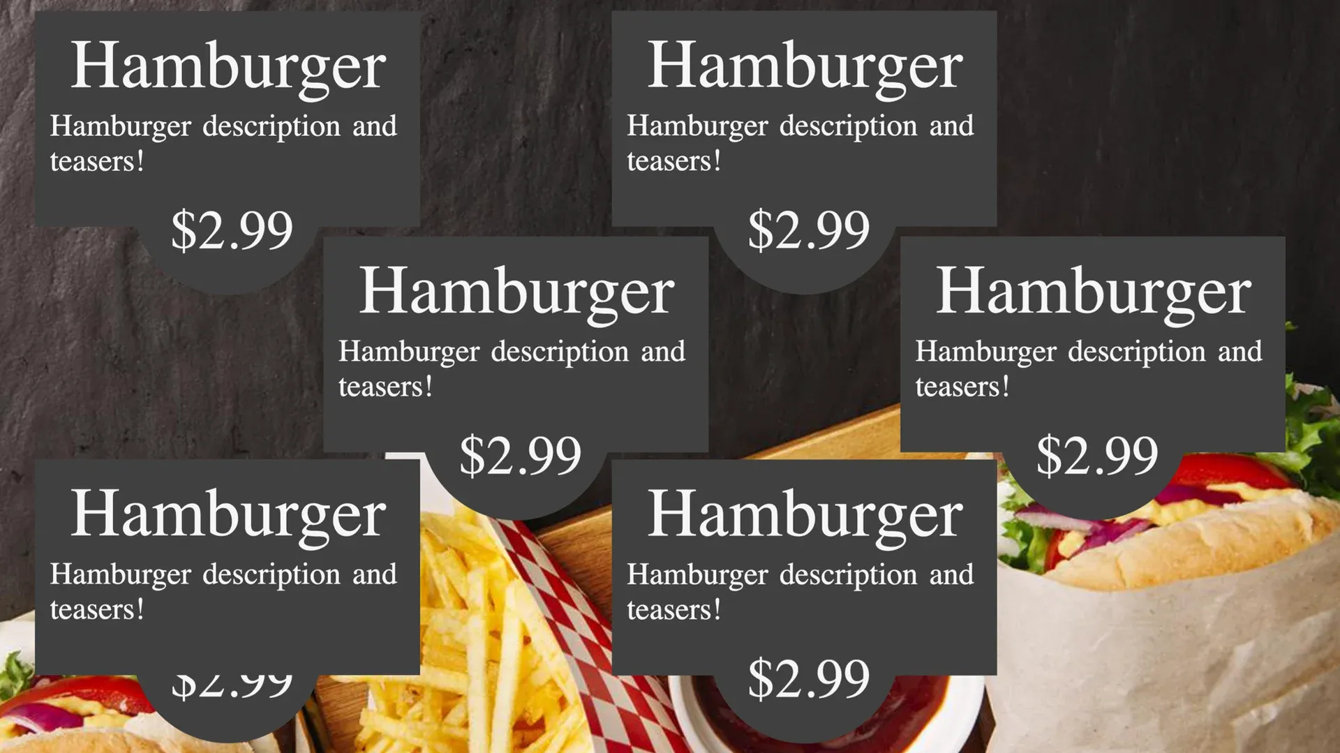 Your Burger Place: digital signage template for food