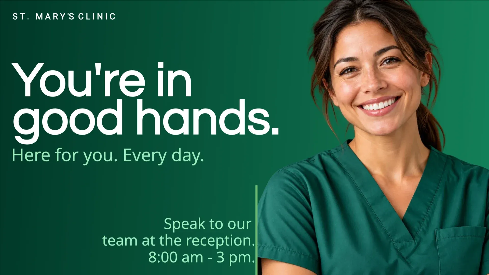 You're in Good Hands: digital signage template for health
