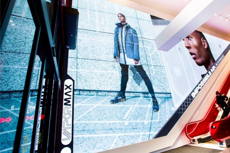 Activate The Space 4mm dvLED wall displayed at Footlocker on 34th Street in New York City
