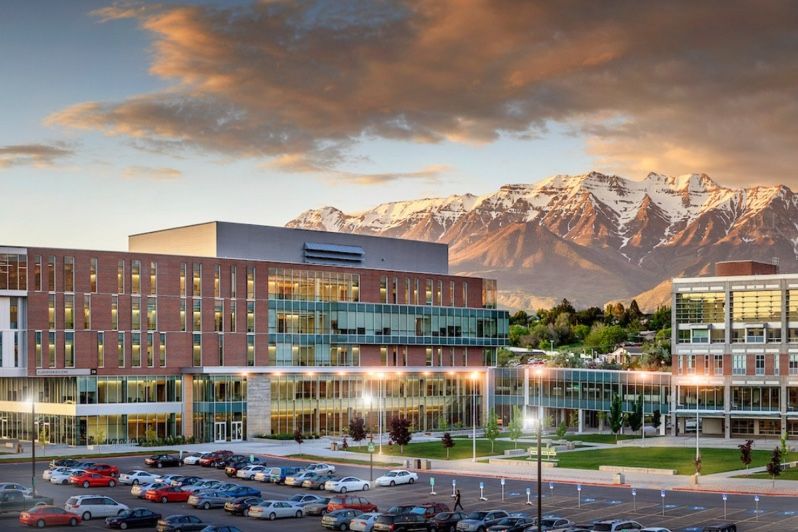 Campus and Mountain background by Utah Valley University