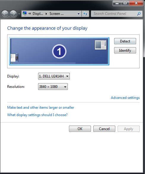 Windows detects one wide display