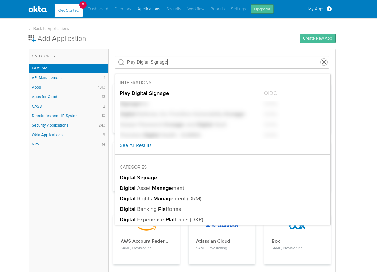 Search in Okta Integration Network
