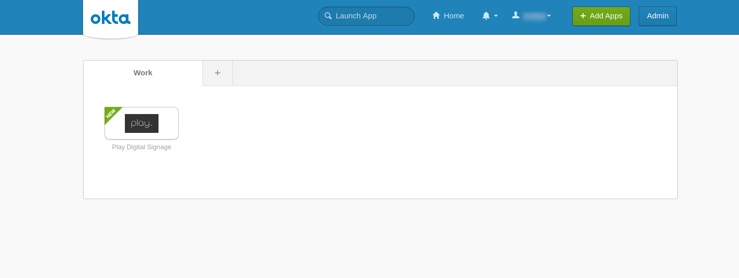Sign in using Play Digital Signage tile in your Okta app list