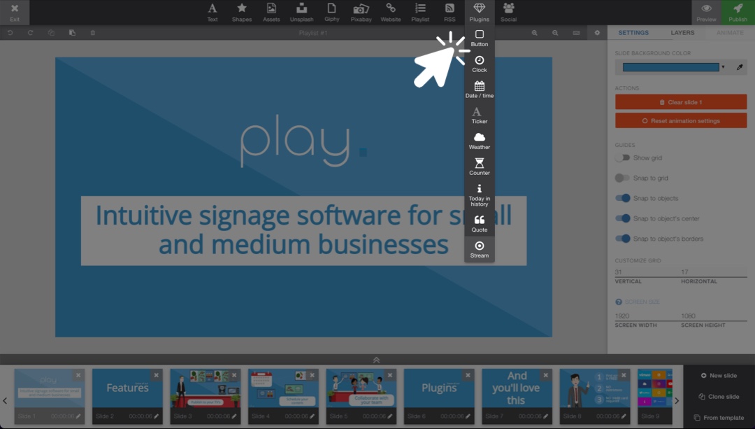 Finding the Touch plugin for digital signage